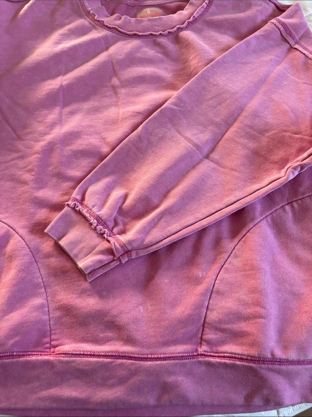 Free People Vintage Wash Pink Pullover Sweatshirt